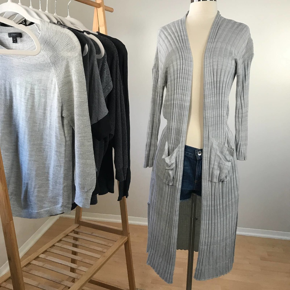 Lou & Grey • Ribbed Duster Open Cardigan Grey Cozy
